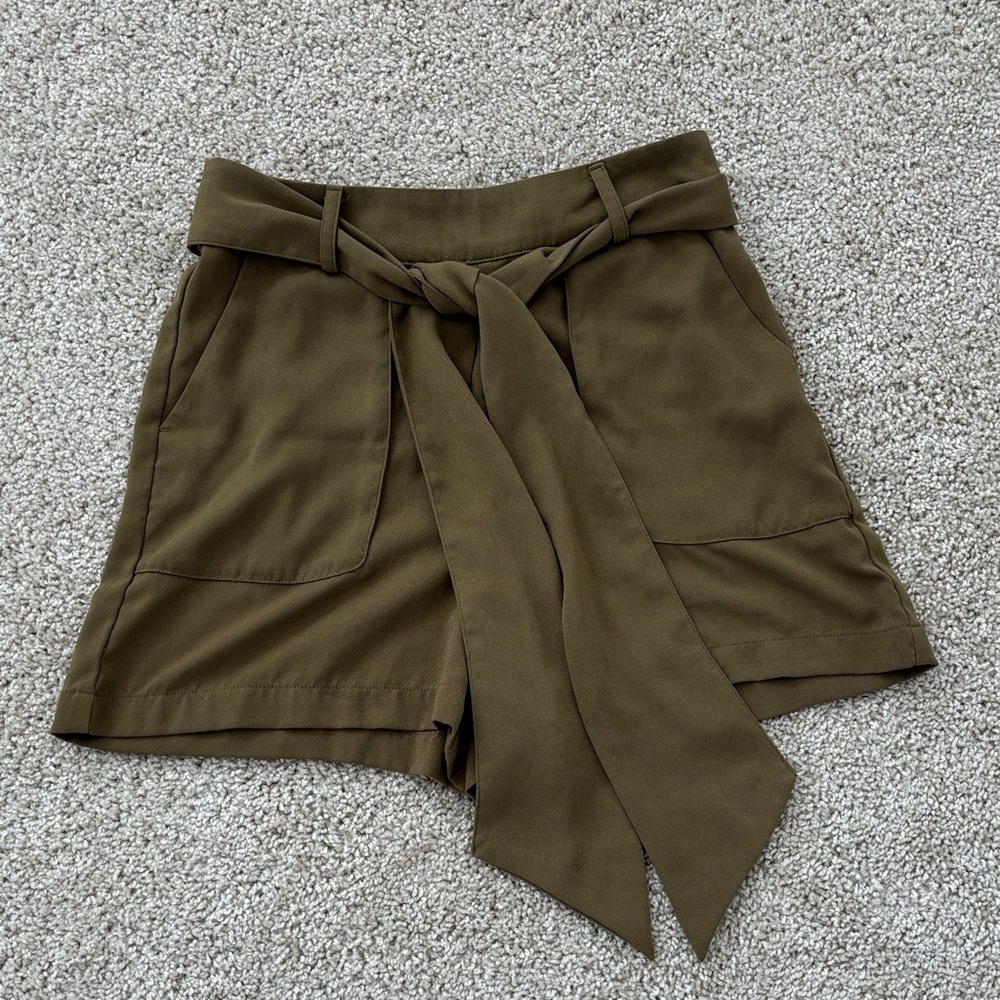 a new day High Waist Olive Shorts with Tie-Front